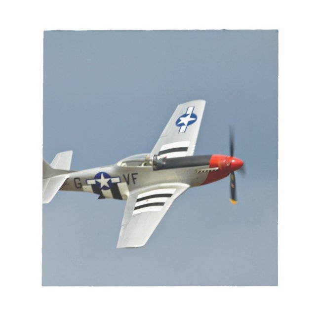 P-51D Mustang Fighter with D-Day markings flying Notepad (Front)