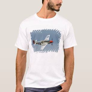 P-51D Mustang Fighter with D-Day markings flying T-Shirt