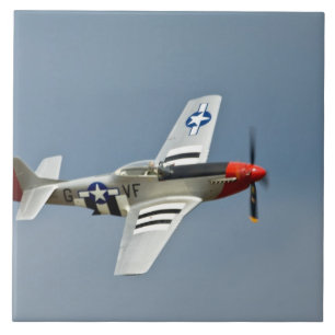 P-51D Mustang Fighter with D-Day markings flying Tile
