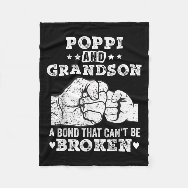 P And Grandson A Bond That Cant Be Broken Grandpa  Fleece Blanket (Front)