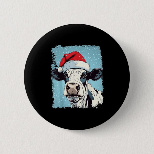P Art Colourful Cow Christmas  6 Cm Round Badge (Front)