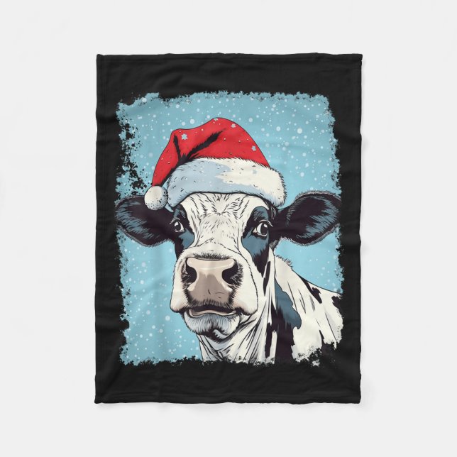P Art Colourful Cow Christmas  Fleece Blanket (Front)