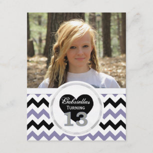 P & B Chevron Pattern 13th Birthday Invitation
