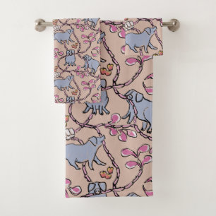 P B Hilarious pattern Chinese Vietnamese Pig Year Bath Towel Set