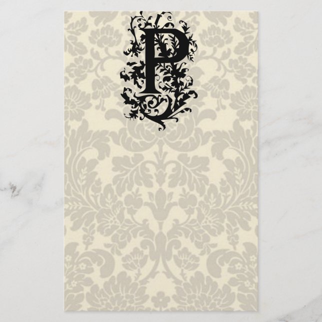 P Baroque monogram Stationery (Front)