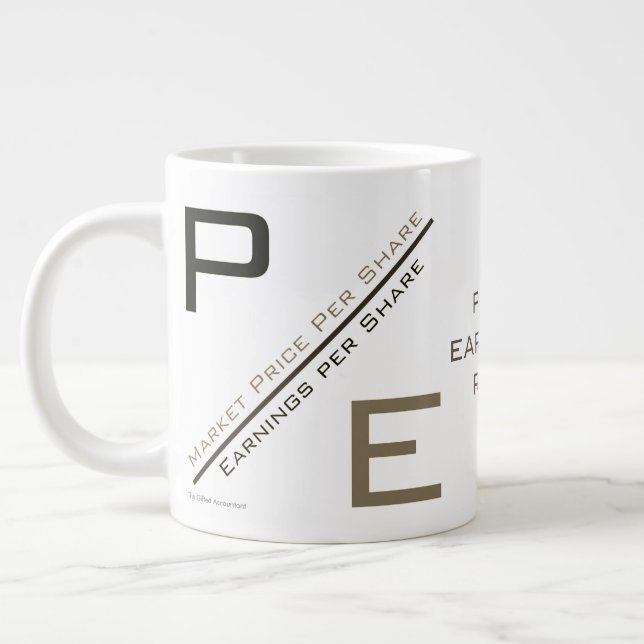"P/E Ratio" Large Coffee Mug (Left)