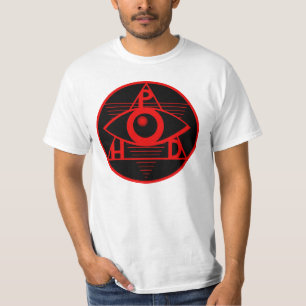 P.H.D. Logo on white shirt
