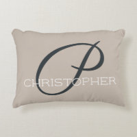 P Initial Personalised Name Neutral Taupe Tan