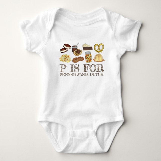 P is for Pennsylvania Dutch Amish Country Foods Baby Bodysuit (Front)
