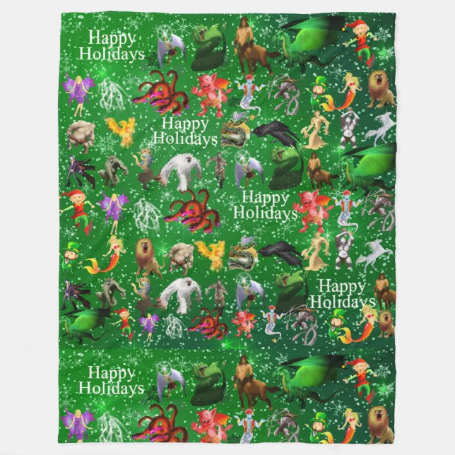 P is for Phoenix Christmas Blanket(Green) Fleece Blanket (Front)