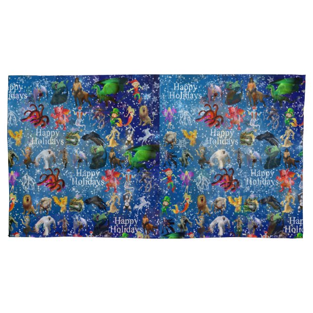 P is for Phoenix Christmas Pillow Case(Blue) Pillowcase (Front)