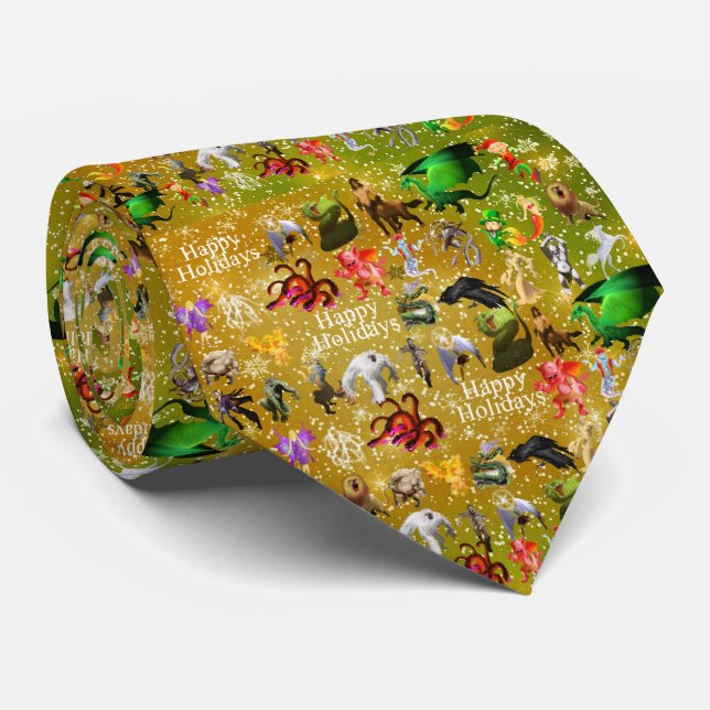 P is for Phoenix Christmas Tie(Gold) Tie (Rolled)