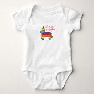 P is for Piñata Rainbow Donkey Fiesta PInata Baby Bodysuit
