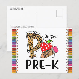 P is for PRE-K Back To School Teacher Postcard