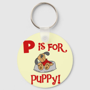 P is for Puppy Tshirts and Gifts Key Ring