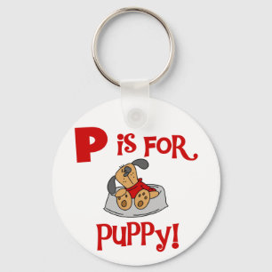 P is for Puppy Tshirts and Gifts Key Ring