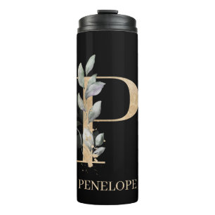 P Monogram Floral Personalised Thermal Tumbler