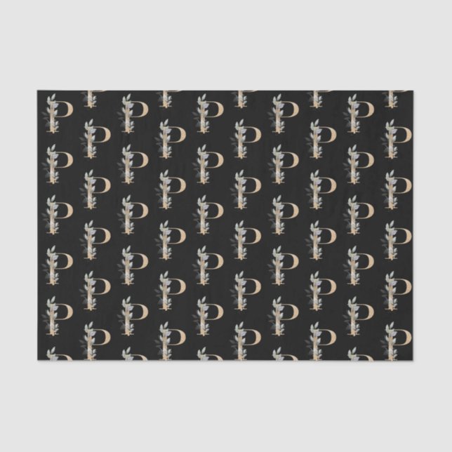 P Monogram Floral Tissue Paper (Front)