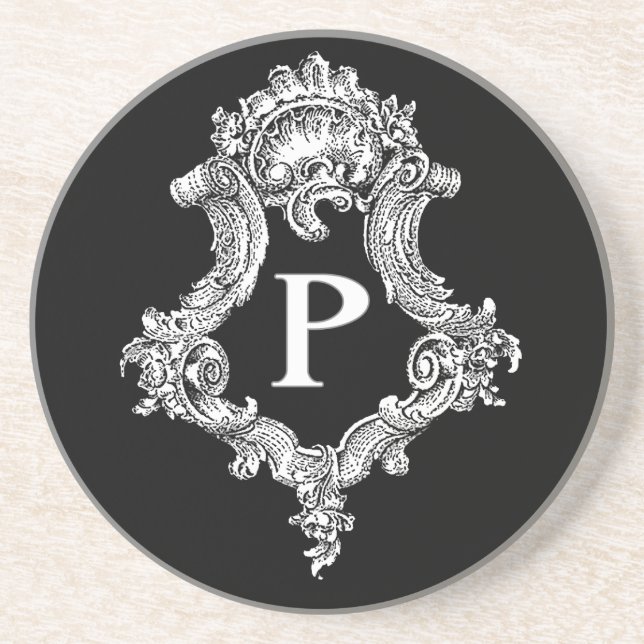 P Monogram Initial Coaster (Front)