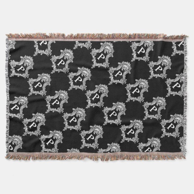 P Monogram Initial Throw Blanket (Front)