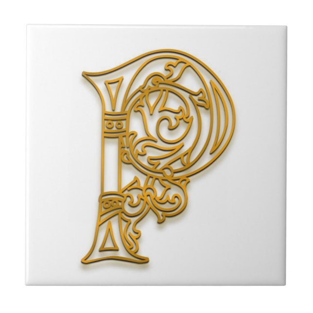 P Monogram "Irish Gold" Ceramic Tile (Front)