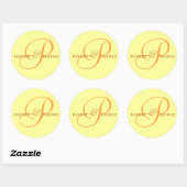 "P" monogram label, personalise first names Classic Round Sticker (Sheet)