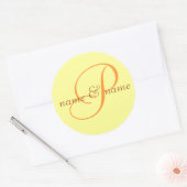 "P" monogram label, personalise first names Classic Round Sticker (Envelope)