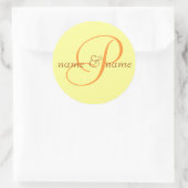 "P" monogram label, personalise first names Classic Round Sticker (Bag)