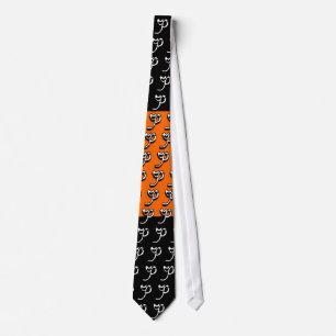 P Monogram Orange & Black Tie