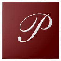 P Monogram, White on Dark Red,