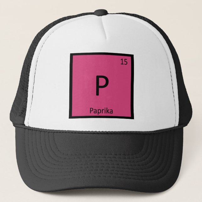 P - Paprika Spice Chemistry Periodic Table Symbol Trucker Hat (Front)