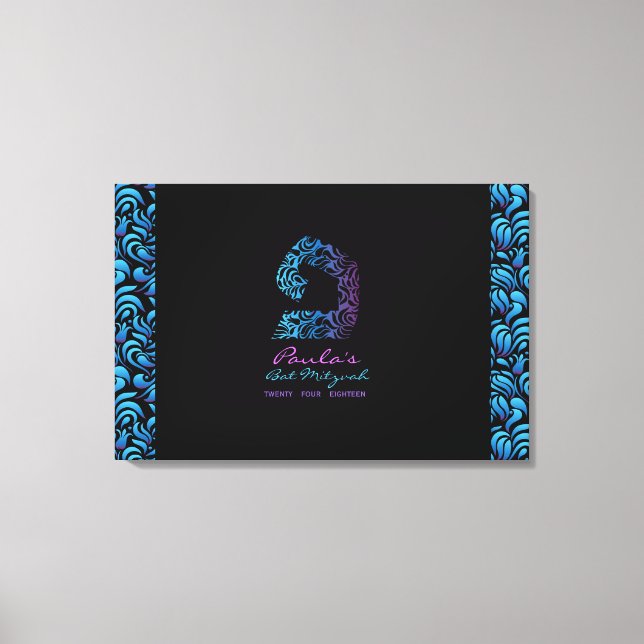 P Pay Hebrew Letter Bat Mitzvah Sign-In Board Canvas Print (Front)