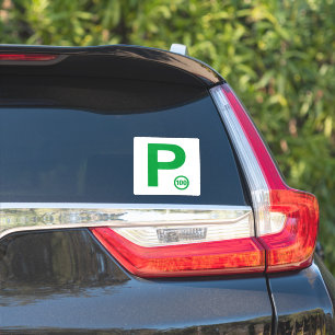 P Plate 100 White / Green Sticker