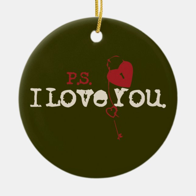 P.S. I Love You Ceramic Tree Decoration (Front)