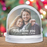 P.S. I Love You Romantic Couple Photo Custom<br><div class="desc">P.S. I Love You The Most Romantic Couple Modern Photo Template Custom Snow Globes features your favourite photo with your personalised names with the customisable text "P.S. I love you" in modern calligraphy script. Makes a fantastic gift for Christmas, holidays, birthday, anniversary, Valentine's Day and more. Personalise by editing the...</div>