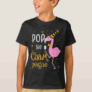 P The Champagne It's New Year! Funny Flamingo Drin T-Shirt