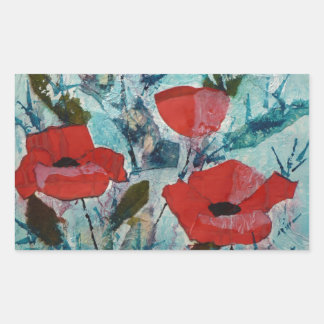 © P Wherrell Red poppies Fine art painting Rectangular Sticker