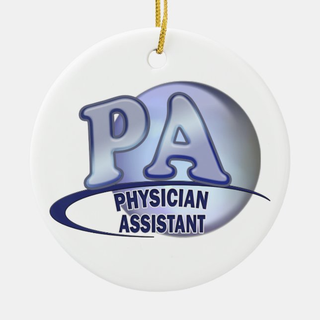 PA BLUE LOGO PHYSICIAN ASSISTANT CERAMIC TREE DECORATION (Front)