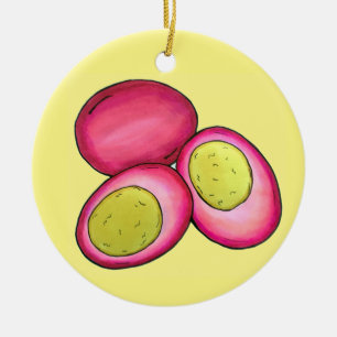 PA Dutch Food Pickled Hard Boiled Red Beet Eggs Ceramic Tree Decoration