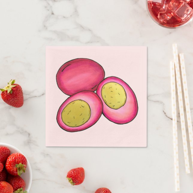 PA Dutch Food Pickled Hard Boiled Red Beet Eggs Napkin (Insitu)