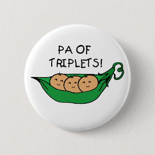 Pa of Triplets 6 Cm Round Badge