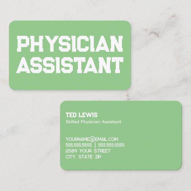 PA Physician Assistant Business Card (Front/Back)