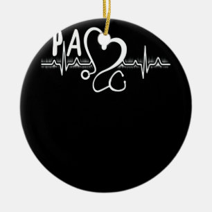 PA Physician Assistant Heartbeat Ceramic Tree Decoration