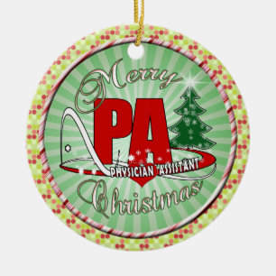 PA PHYSICIAN  ASSISTANT MERRY CHRISTMAS CERAMIC TREE DECORATION