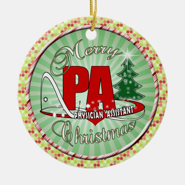 PA PHYSICIAN  ASSISTANT MERRY CHRISTMAS CERAMIC TREE DECORATION (Front)