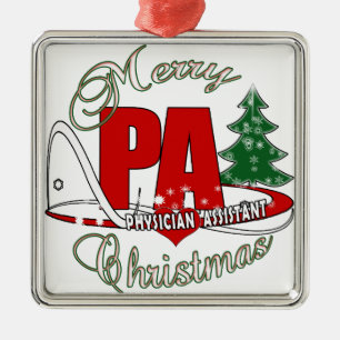 PA PHYSICIAN ASSISTANT MERRY CHRISTMAS METAL TREE DECORATION