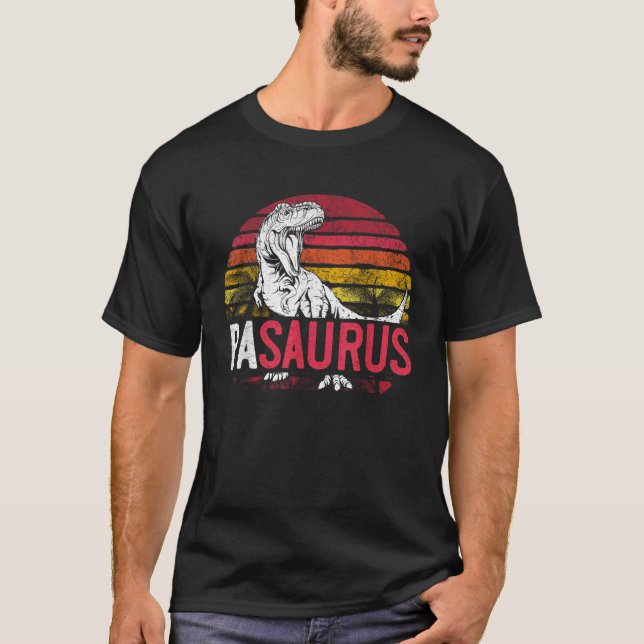 Pa Saurus Father s Day Pasaurus T Rex Dinosaur Gra T-Shirt (Front)