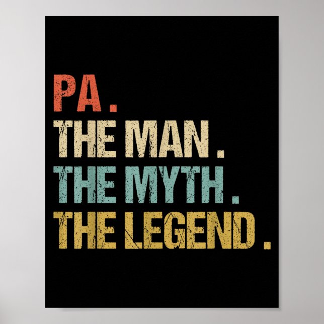 Pa The Man Myth Legend Shirt Funny Father Dad Chri Poster (Front)