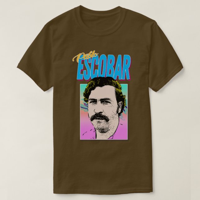 Pablo Escobar 90s Styled Retro Graphic Design T-Shirt (Design Front)