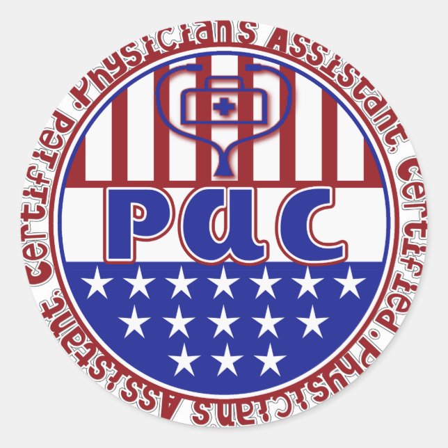 PAC  Certified Physician Assistant PATRIOTIC FLAG Classic Round Sticker (Front)